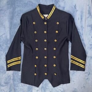Vintage Navy blue military style double breasted jacket women size L